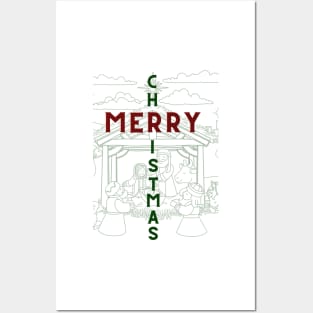 Merry Christmas Manger Scene Posters and Art